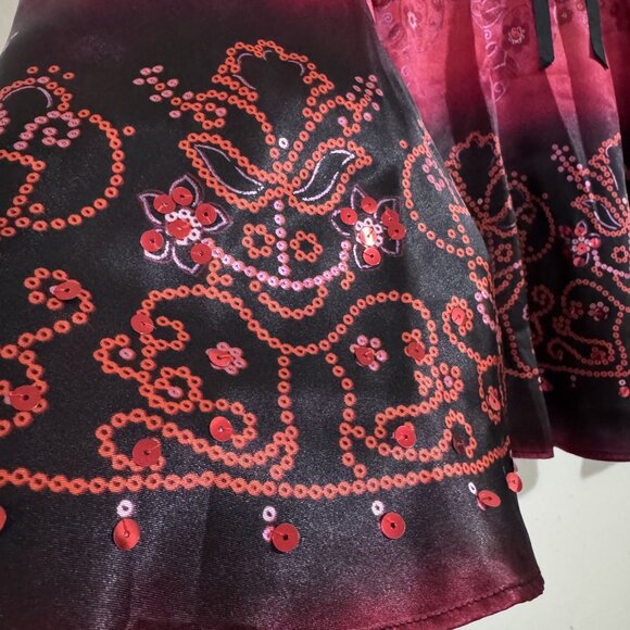 Vintage Secret Charm Women's Black/Red Floral Fit & Flare Flowy Mini Skirt Size - Picture 4 of 7